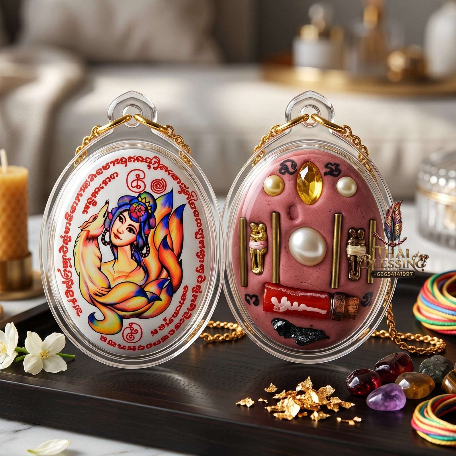 Authentic Thai Amulet Nine-Tailed Fox Oval Audience Alignment Node - Achan Ton Mon Phrawet 2016, High-Presence Profile Calibration Portrait Locket, Premium Charismatic Focus Array & Non-Frictional Customer Acquisition Filter Includes waterproof case.