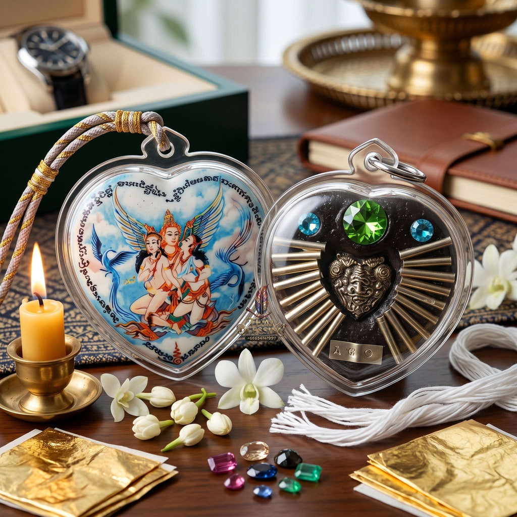 ✨👑💎 Authentic Thai Amulet Phet Phayathorn Audience Node - Luang Pu Nen Kaew High-Presence Locket, 2016 Executive Brand Asset Includes waterproof case.