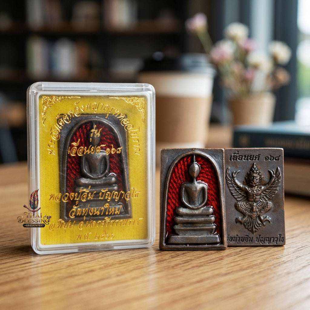 ✨ Authentic Thai Amulet Phra Somdej Backed by Garuda Red Enamel Nawa Metal - Sacred Blessed Talisman for Supreme Power, Wealth, and High Authority Thai Blessing Co By RURUECHA
