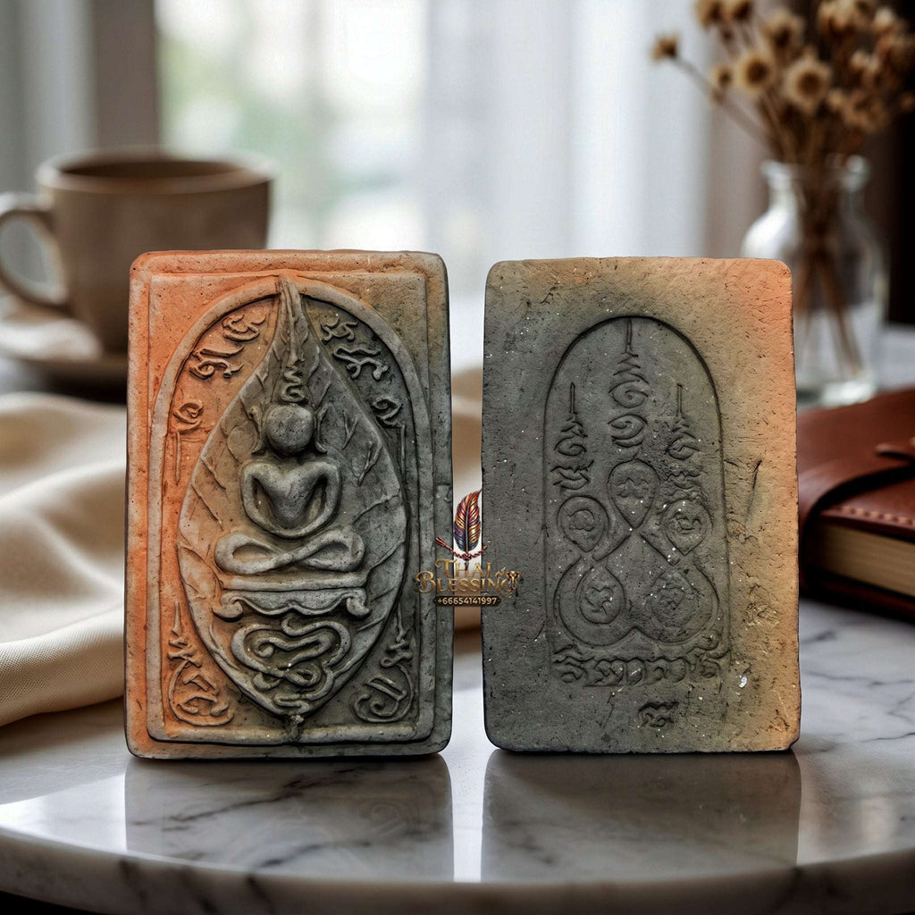 ✨ Authentic Thai Amulet Phra Somdej Bai Manao Baked Clay - Blessed Sacred Talisman for Metta and Overcoming Obstacles Thai Blessing Co By RURUECHA