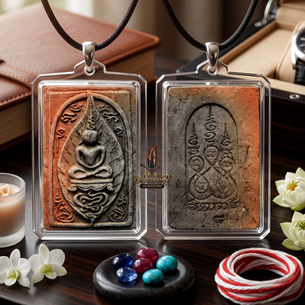✨ Authentic Thai Amulet Phra Somdej Bai Manao Baked Clay - Blessed Sacred Talisman for Metta and Overcoming Obstacles Thai Blessing Co By RURUECHA