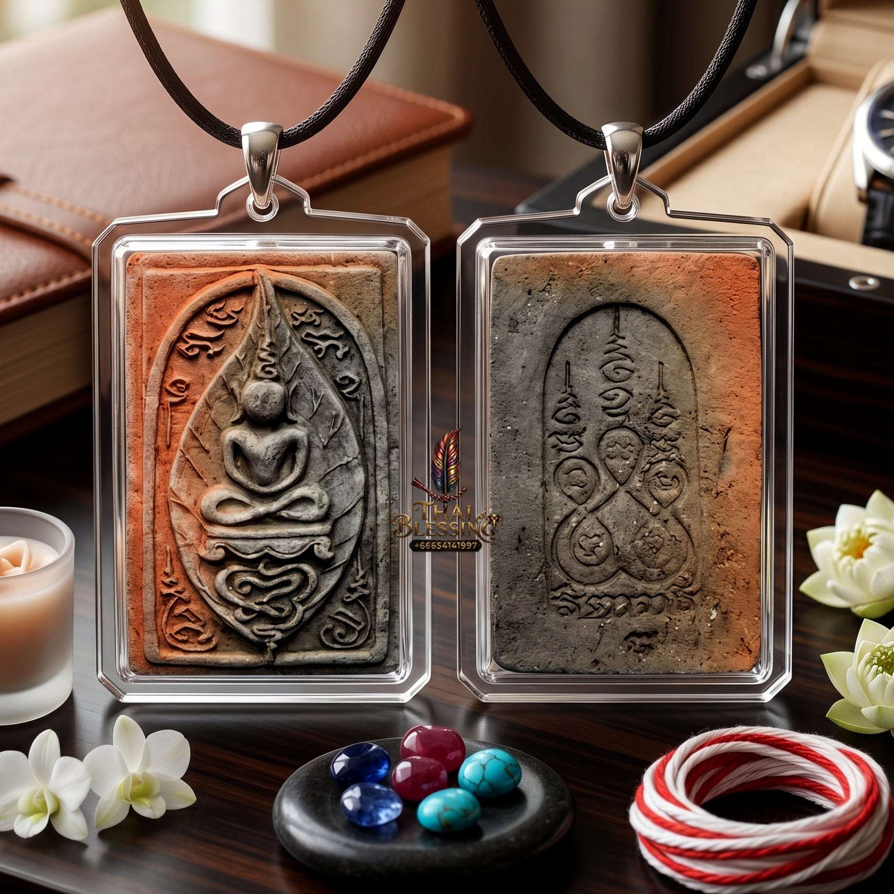 ✨ Authentic Thai Amulet Phra Somdej Bai Manao Baked Clay - Blessed Sacred Talisman for Metta and Overcoming Obstacles Thai Blessing Co By RURUECHA