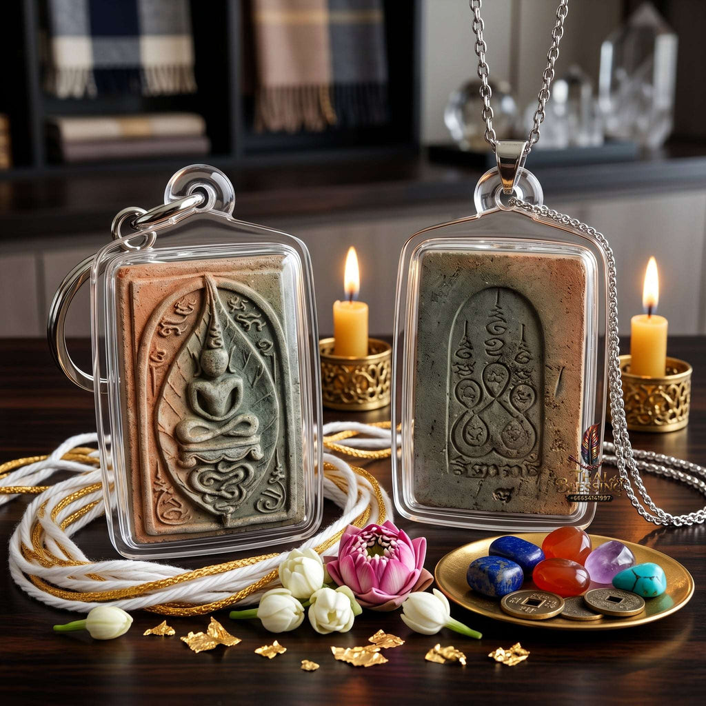 ✨ Authentic Thai Amulet Phra Somdej Bai Manao Baked Clay - Blessed Sacred Talisman for Metta and Overcoming Obstacles Thai Blessing Co By RURUECHA