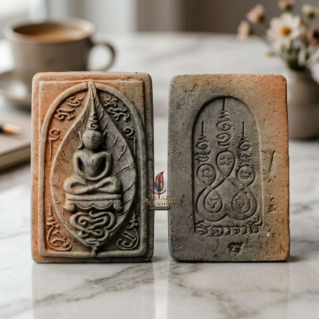 ✨ Authentic Thai Amulet Phra Somdej Bai Manao Baked Clay - Blessed Sacred Talisman for Metta and Overcoming Obstacles Thai Blessing Co By RURUECHA
