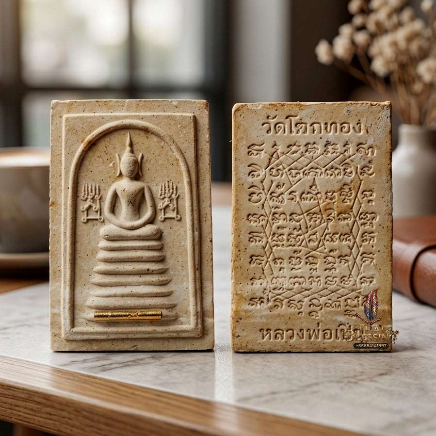 ✨ Authentic Thai Amulet Phra Somdej Khang Na Gold Takrut - Blessed Sacred Powder Talisman by Luang Phor Chern Wat Khok Thong 2536 for Extreme Wealth and Protection Thai Blessing Co By RURUECHA