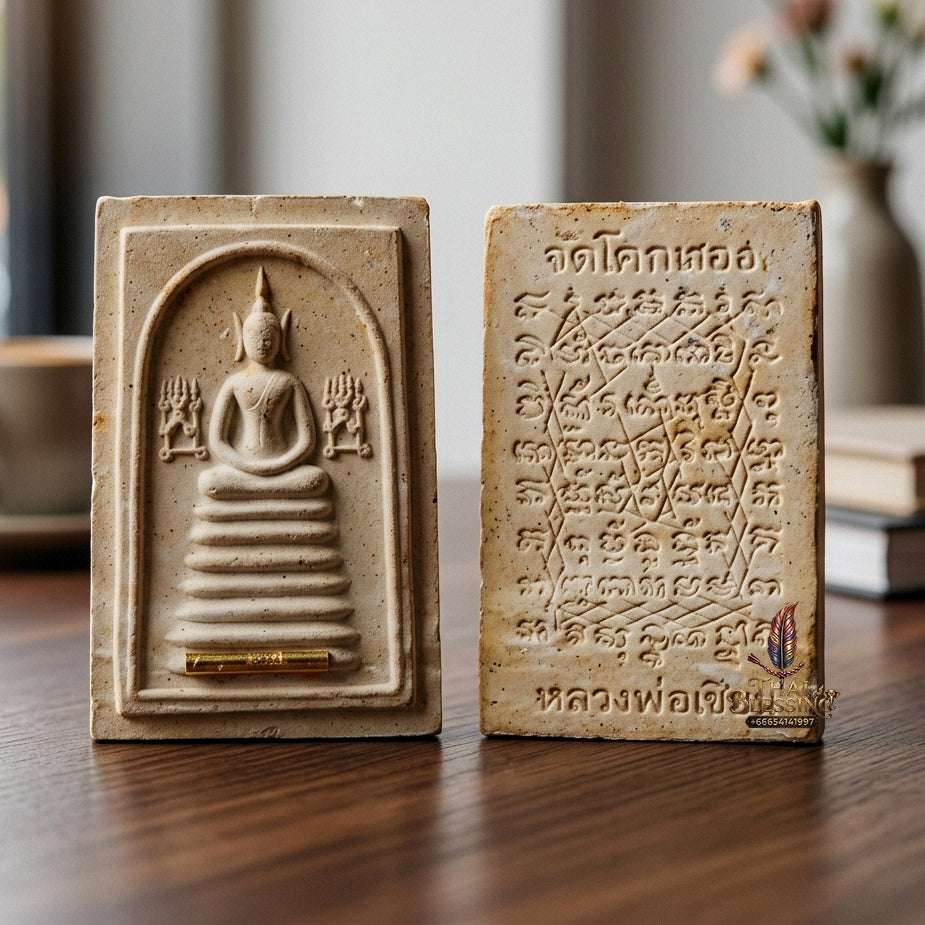 ✨ Authentic Thai Amulet Phra Somdej Khang Na Gold Takrut - Blessed Sacred Powder Talisman by Luang Phor Chern Wat Khok Thong 2536 for Extreme Wealth and Protection Thai Blessing Co By RURUECHA