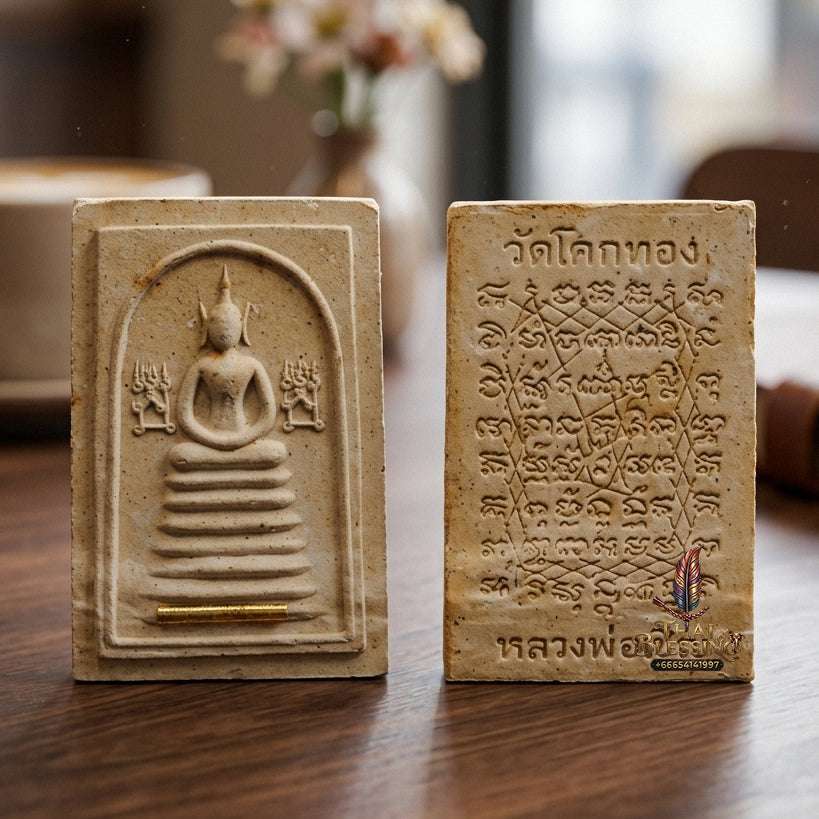 ✨ Authentic Thai Amulet Phra Somdej Khang Na Gold Takrut - Blessed Sacred Powder Talisman by Luang Phor Chern Wat Khok Thong 2536 for Extreme Wealth and Protection Thai Blessing Co By RURUECHA