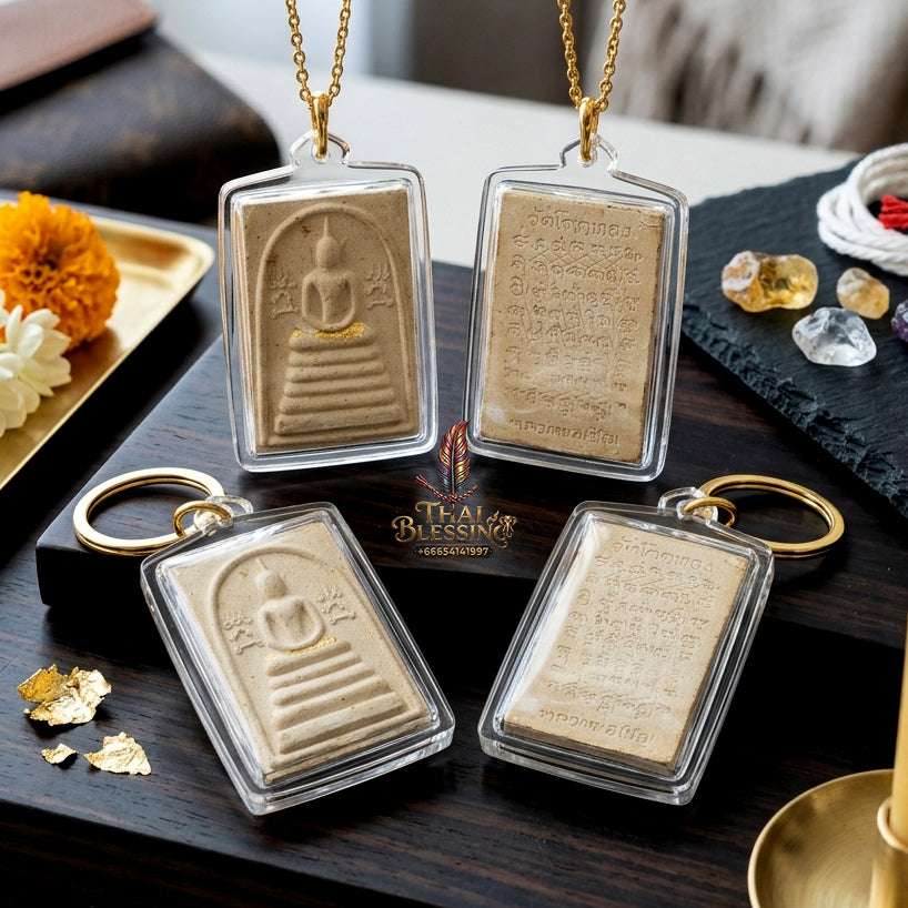 ✨ Authentic Thai Amulet Phra Somdej Khang Na Gold Takrut - Blessed Sacred Powder Talisman by Luang Phor Chern Wat Khok Thong 2536 for Extreme Wealth and Protection Thai Blessing Co By RURUECHA