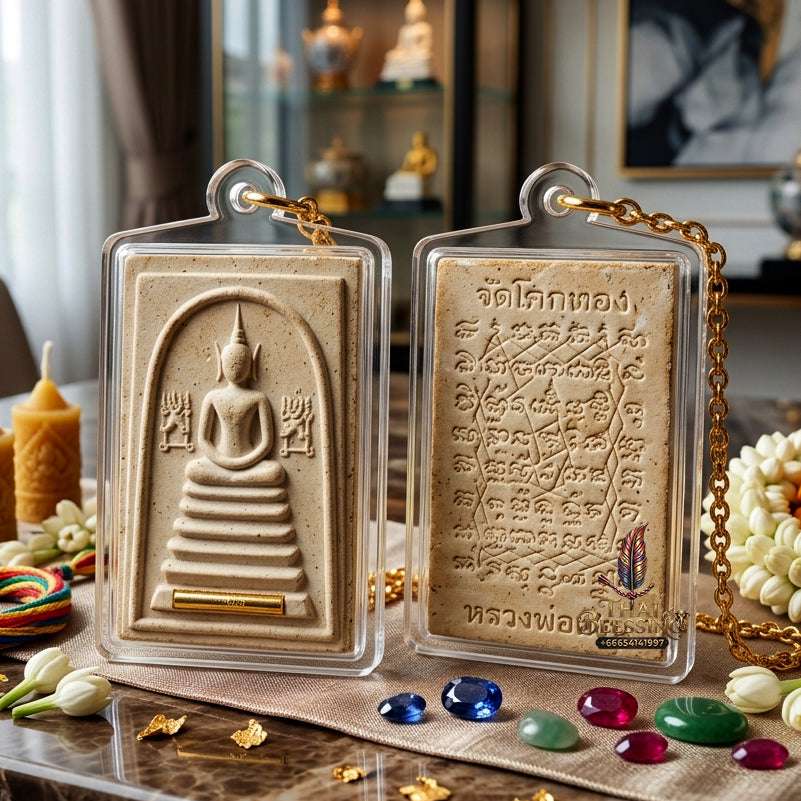 ✨ Authentic Thai Amulet Phra Somdej Khang Na Gold Takrut - Blessed Sacred Powder Talisman by Luang Phor Chern Wat Khok Thong 2536 for Extreme Wealth and Protection Thai Blessing Co By RURUECHA