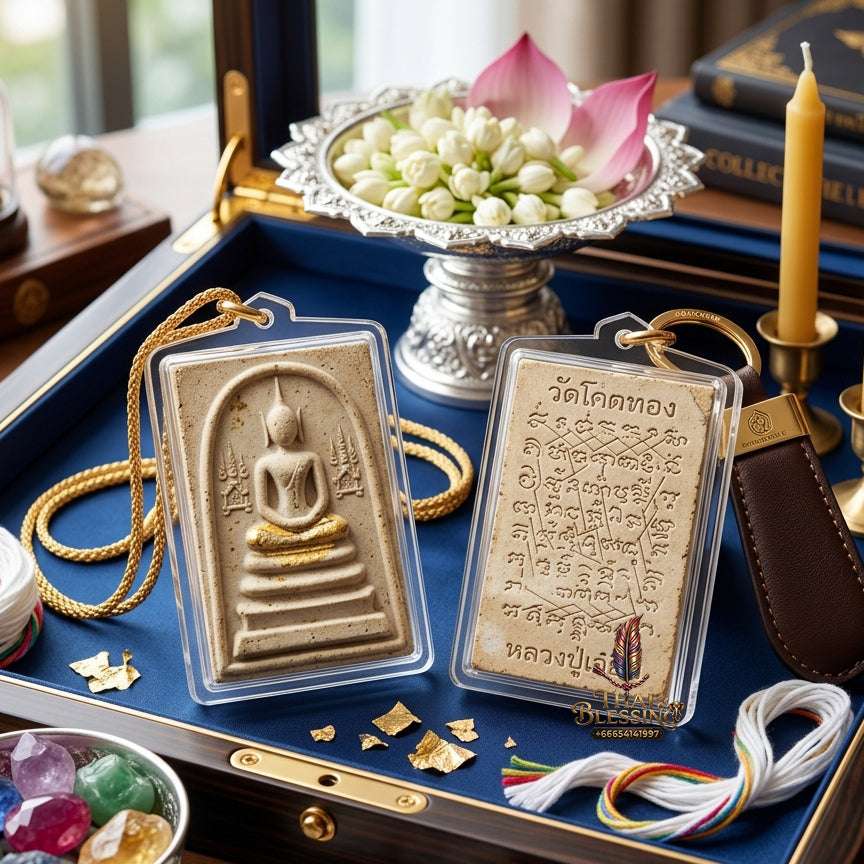 ✨ Authentic Thai Amulet Phra Somdej Khang Na Gold Takrut - Blessed Sacred Powder Talisman by Luang Phor Chern Wat Khok Thong 2536 for Extreme Wealth and Protection Thai Blessing Co By RURUECHA