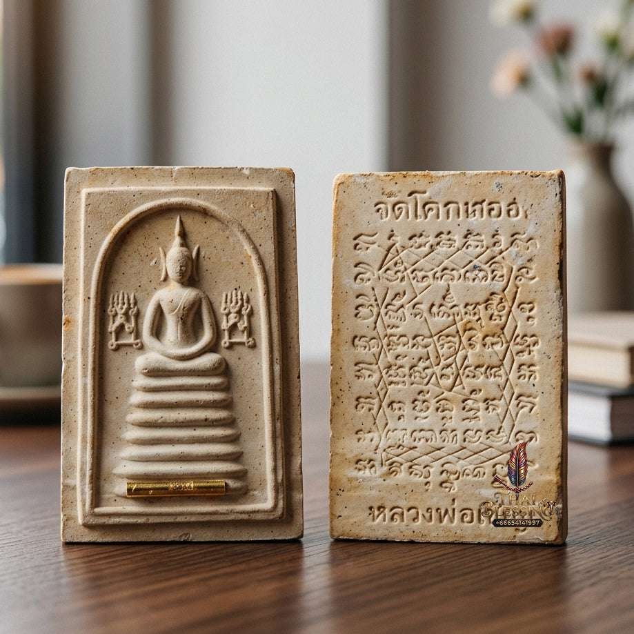 ✨ Authentic Thai Amulet Phra Somdej Khang Na Gold Takrut - Blessed Sacred Powder Talisman by Luang Phor Chern Wat Khok Thong 2536 for Extreme Wealth and Protection Thai Blessing Co By RURUECHA
