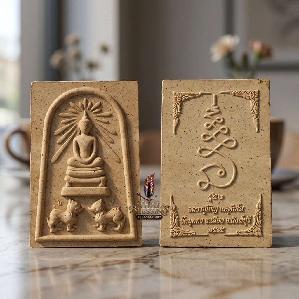 ✨ Authentic Thai Amulet Phra Somdej Khee Singh Nuea Phong Phutthakhun - Blessed Chern Ma Ruay Edition Talisman by Luang Pu Chern Wat Budda 2556 for Supreme Power and Rushing Wealth Thai Blessing Co By RURUECHA