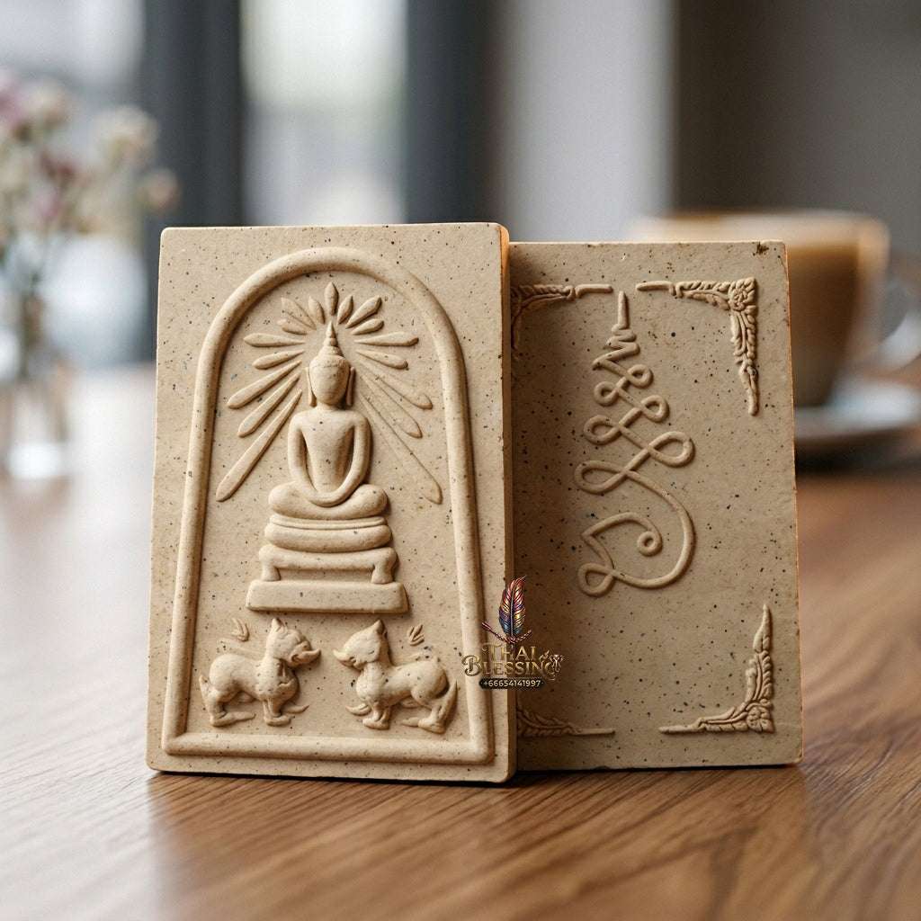 ✨ Authentic Thai Amulet Phra Somdej Khee Singh Nuea Phong Phutthakhun - Blessed Chern Ma Ruay Edition Talisman by Luang Pu Chern Wat Budda 2556 for Supreme Power and Rushing Wealth Thai Blessing Co By RURUECHA