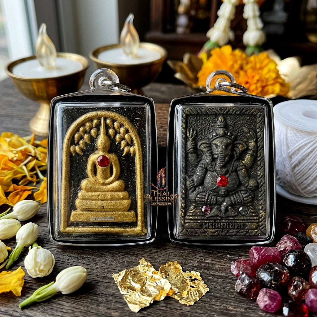 ✨ Authentic Thai Amulet Phra Somdej Prok Pho Bailan Gold Patina - Blessed Koon Ngan Koon Thong Edition Talisman by Luang Phor Koon Wat Ban Rai 2556 for Multiplied Wealth and Protection Thai Blessing Co By RURUECHA