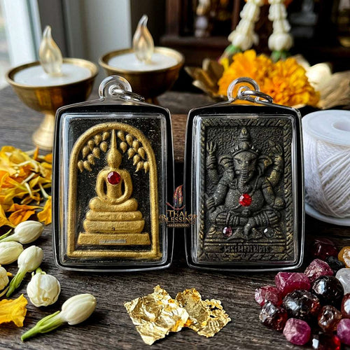 ✨ Authentic Thai Amulet Phra Somdej Prok Pho Bailan Gold Patina - Blessed Koon Ngan Koon Thong Edition Talisman by Luang Phor Koon Wat Ban Rai 2556 for Multiplied Wealth and Protection Thai Blessing Co By RURUECHA