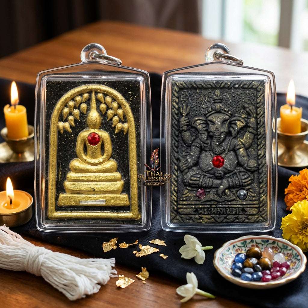 ✨ Authentic Thai Amulet Phra Somdej Prok Pho Bailan Gold Patina - Blessed Koon Ngan Koon Thong Edition Talisman by Luang Phor Koon Wat Ban Rai 2556 for Multiplied Wealth and Protection Thai Blessing Co By RURUECHA