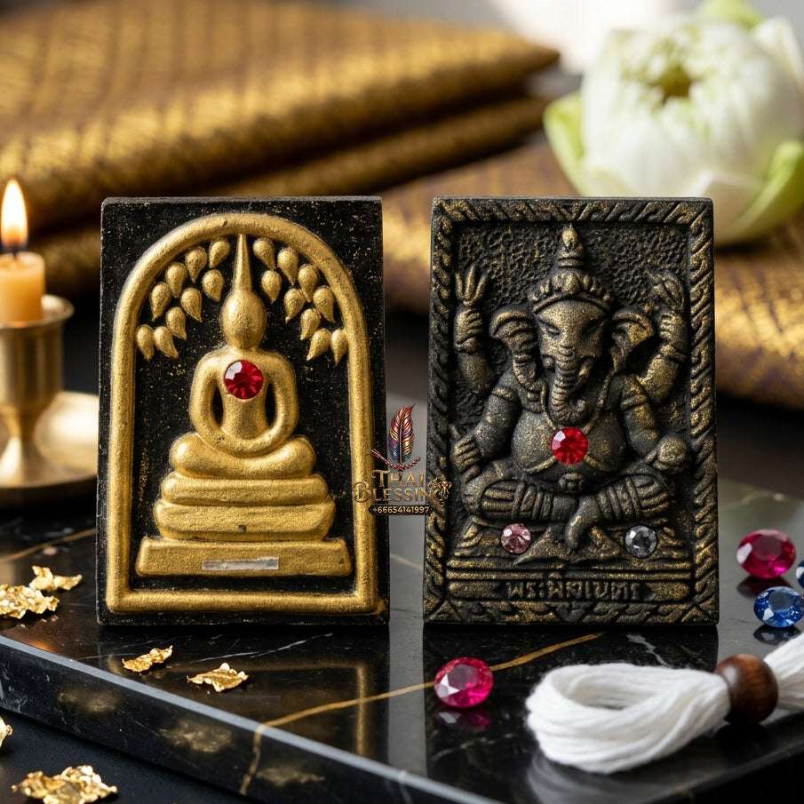 ✨ Authentic Thai Amulet Phra Somdej Prok Pho Bailan Gold Patina - Blessed Koon Ngan Koon Thong Edition Talisman by Luang Phor Koon Wat Ban Rai 2556 for Multiplied Wealth and Protection Thai Blessing Co By RURUECHA