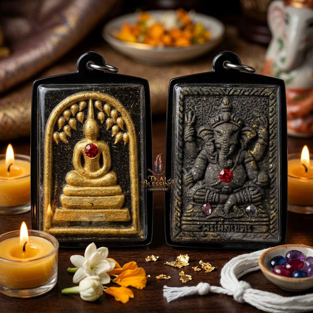 ✨ Authentic Thai Amulet Phra Somdej Prok Pho Bailan Gold Patina - Blessed Koon Ngan Koon Thong Edition Talisman by Luang Phor Koon Wat Ban Rai 2556 for Multiplied Wealth and Protection Thai Blessing Co By RURUECHA