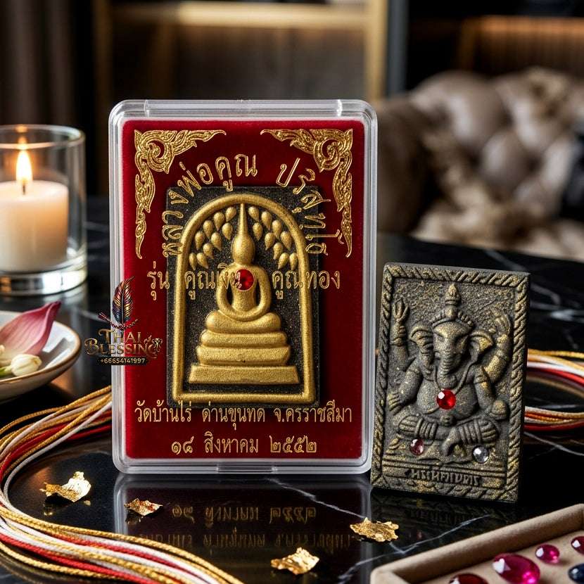 ✨ Authentic Thai Amulet Phra Somdej Prok Pho Bailan Gold Patina - Blessed Koon Ngan Koon Thong Edition Talisman by Luang Phor Koon Wat Ban Rai 2556 for Multiplied Wealth and Protection Thai Blessing Co By RURUECHA