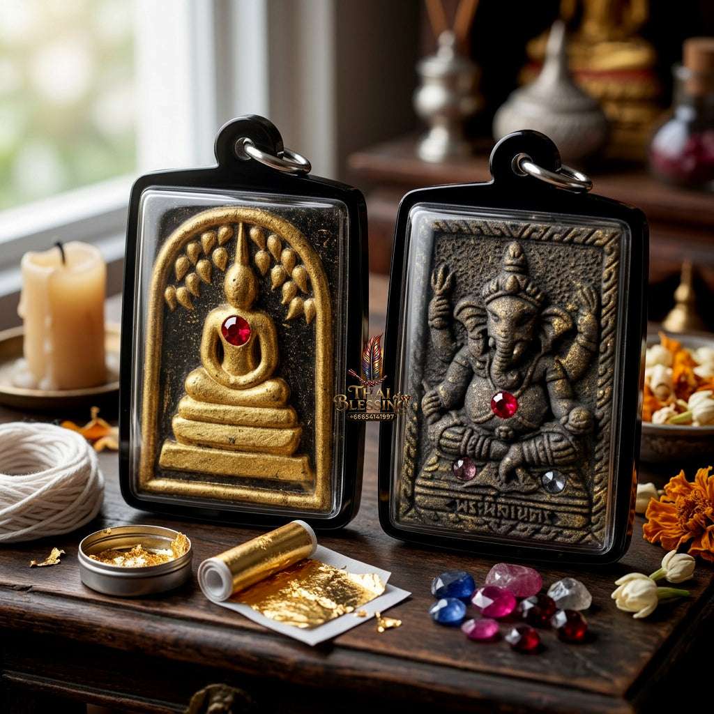 ✨ Authentic Thai Amulet Phra Somdej Prok Pho Bailan Gold Patina - Blessed Koon Ngan Koon Thong Edition Talisman by Luang Phor Koon Wat Ban Rai 2556 for Multiplied Wealth and Protection Thai Blessing Co By RURUECHA