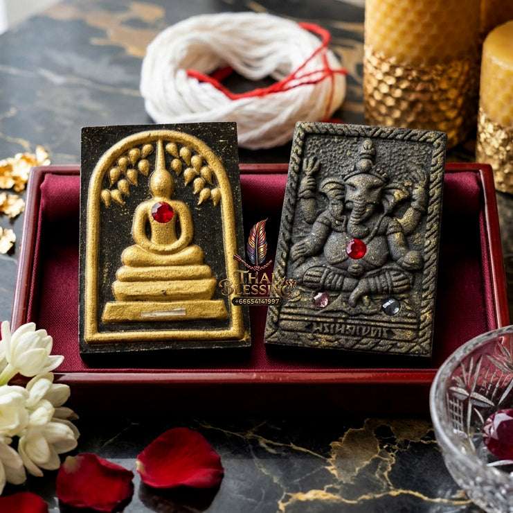 ✨ Authentic Thai Amulet Phra Somdej Prok Pho Bailan Gold Patina - Blessed Koon Ngan Koon Thong Edition Talisman by Luang Phor Koon Wat Ban Rai 2556 for Multiplied Wealth and Protection Thai Blessing Co By RURUECHA