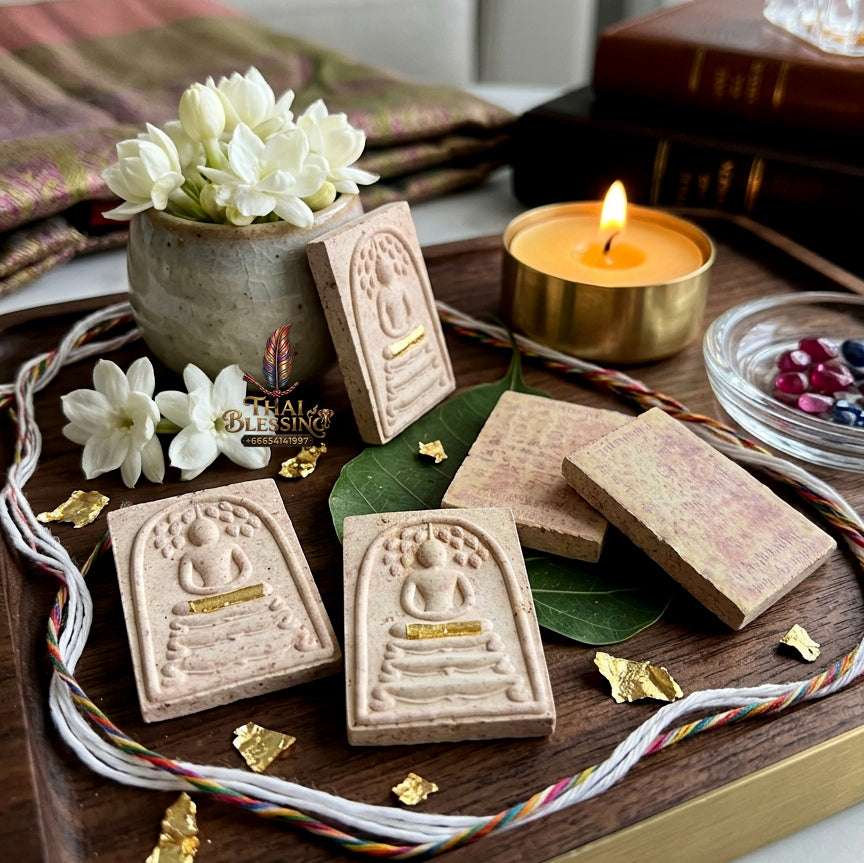✨ Authentic Thai Amulet Phra Somdej Prok Pho Gold Takrut - Blessed Sacred Powder Talisman by Luang Phor Chern Wat Khok Thong 2536 for Extreme Wealth and Protection Thai Blessing Co By RURUECHA
