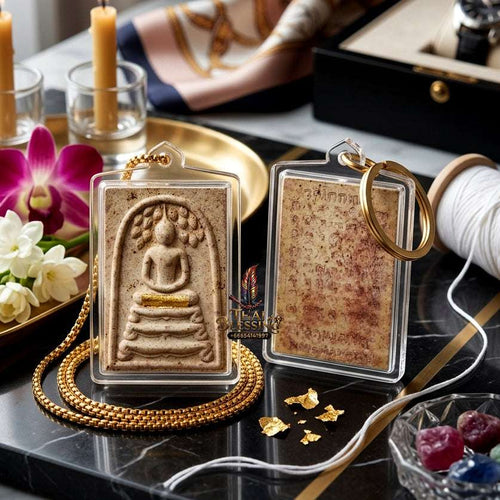 ✨ Authentic Thai Amulet Phra Somdej Prok Pho Gold Takrut - Blessed Sacred Powder Talisman by Luang Phor Chern Wat Khok Thong 2536 for Extreme Wealth and Protection Thai Blessing Co By RURUECHA