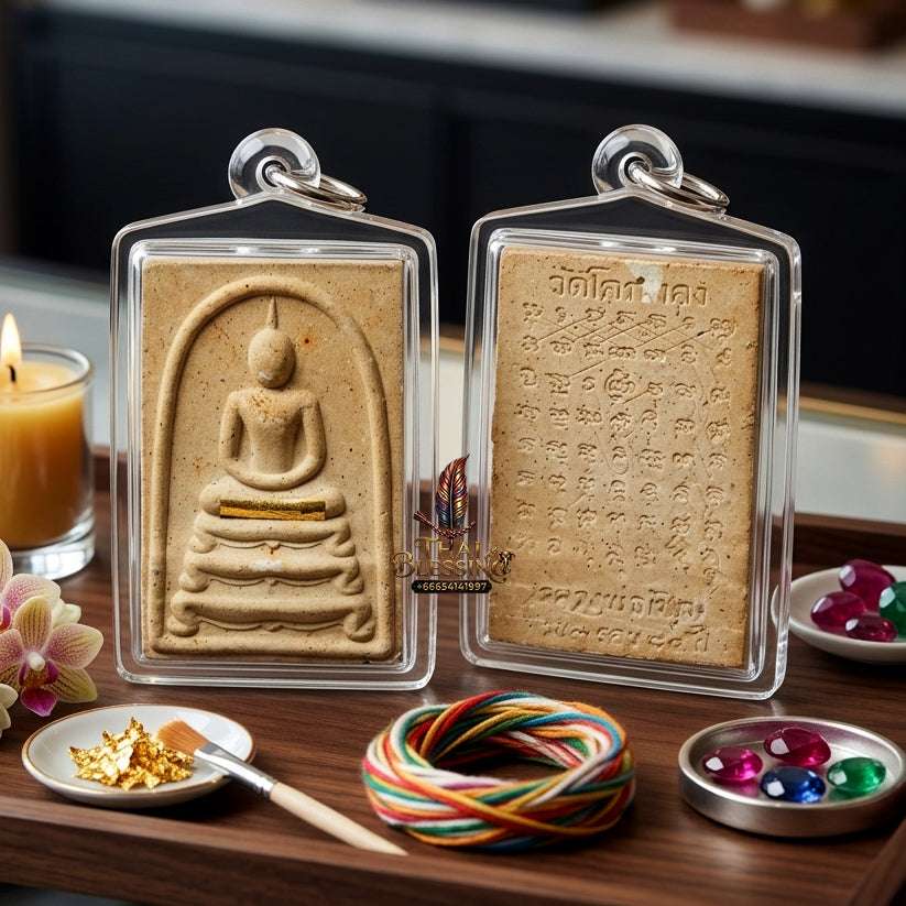 ✨ Authentic Thai Amulet Phra Somdej Than Singh Gold Takrut - Blessed Sacred Powder Talisman by Luang Phor Chern Wat Khok Thong 2536 for Extreme Wealth and Protection