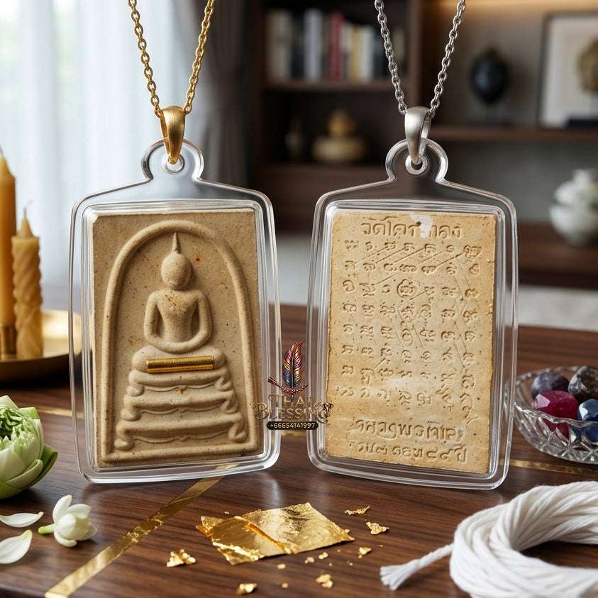 ✨ Authentic Thai Amulet Phra Somdej Than Singh Gold Takrut - Blessed Sacred Powder Talisman by Luang Phor Chern Wat Khok Thong 2536 for Extreme Wealth and Protection