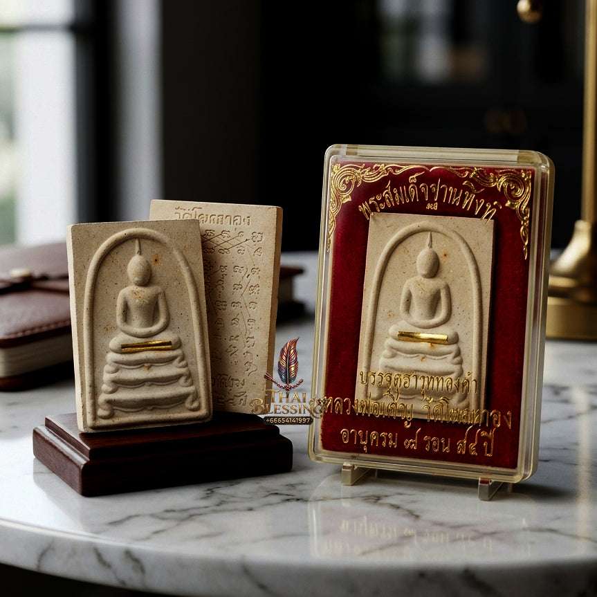 ✨ Authentic Thai Amulet Phra Somdej Than Singh Gold Takrut - Blessed Sacred Powder Talisman by Luang Phor Chern Wat Khok Thong 2536 for Extreme Wealth and Protection