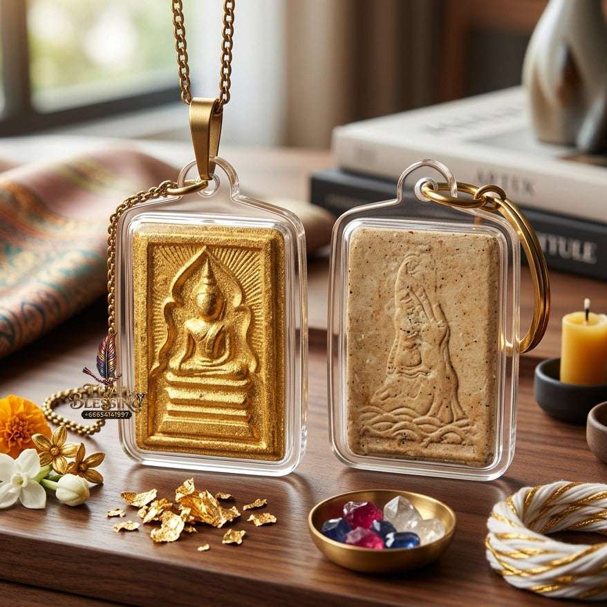 ✨ Authentic Thai Amulet Phra Somdej Whak Marn Mae Thorani Phong Phutthakhun - Blessed First Edition Sacred Powder Talisman for Ultimate Success and Protection Thai Blessing Co By RURUECHA