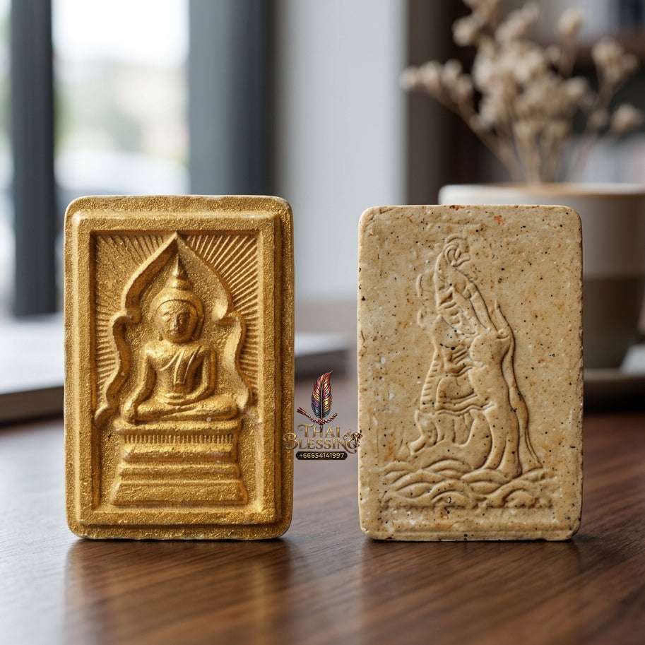 ✨ Authentic Thai Amulet Phra Somdej Whak Marn Mae Thorani Phong Phutthakhun - Blessed First Edition Sacred Powder Talisman for Ultimate Success and Protection Thai Blessing Co By RURUECHA