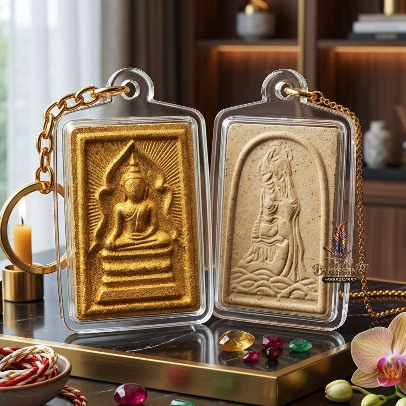 ✨ Authentic Thai Amulet Phra Somdej Whak Marn Mae Thorani Phong Phutthakhun - Blessed First Edition Sacred Powder Talisman for Ultimate Success and Protection Thai Blessing Co By RURUECHA