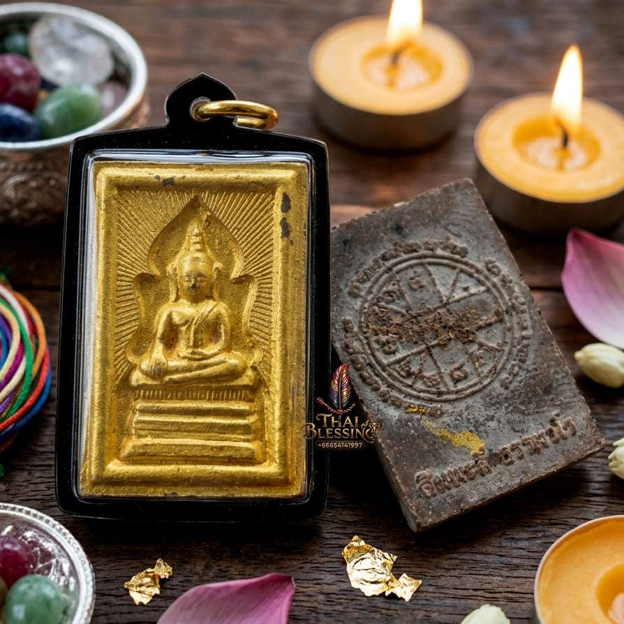 ✨ Authentic Thai Amulet Phra Somdej Whak Marn Wahn Saboo Lued - Blessed Sacred Herb and Elephant Oil Talisman by Luang Pu Simpalee Wat Pa Wichai Ruam Mit 2558 for Ultimate Breakthrough and Barrier Protection Thai Blessing Co By RURUECHA