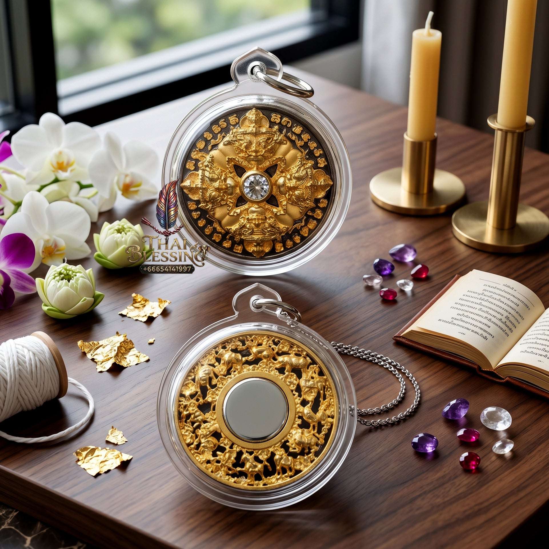 ✨👑🌑 Authentic Thai Amulet Rahu Phichai Sombat Stealth Node - Achan Ransiri Black & Gold Samrit Medal, 2019 Capital Guard
