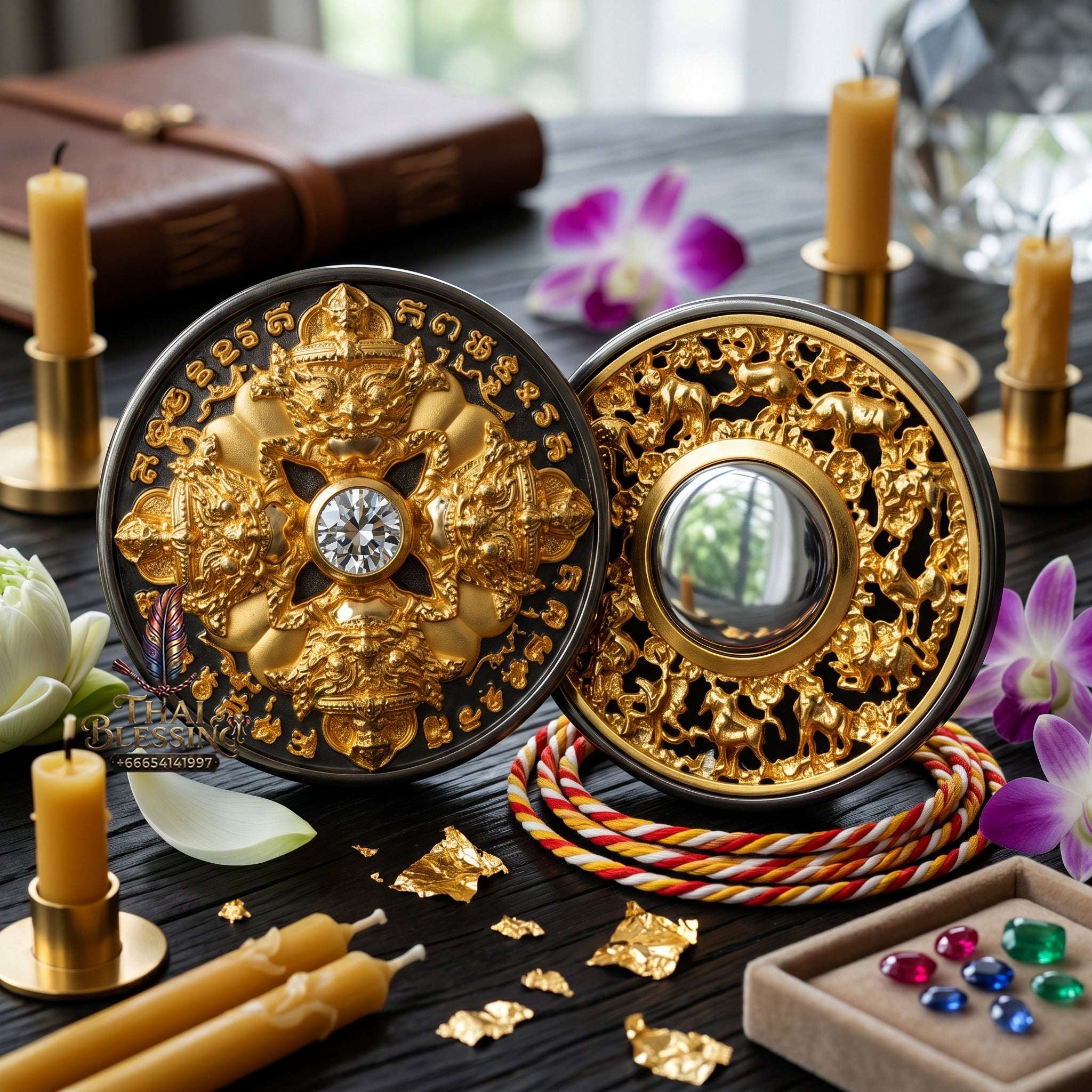 ✨👑🌑 Authentic Thai Amulet Rahu Phichai Sombat Stealth Node - Achan Ransiri Black & Gold Samrit Medal, 2019 Capital Guard Standard model