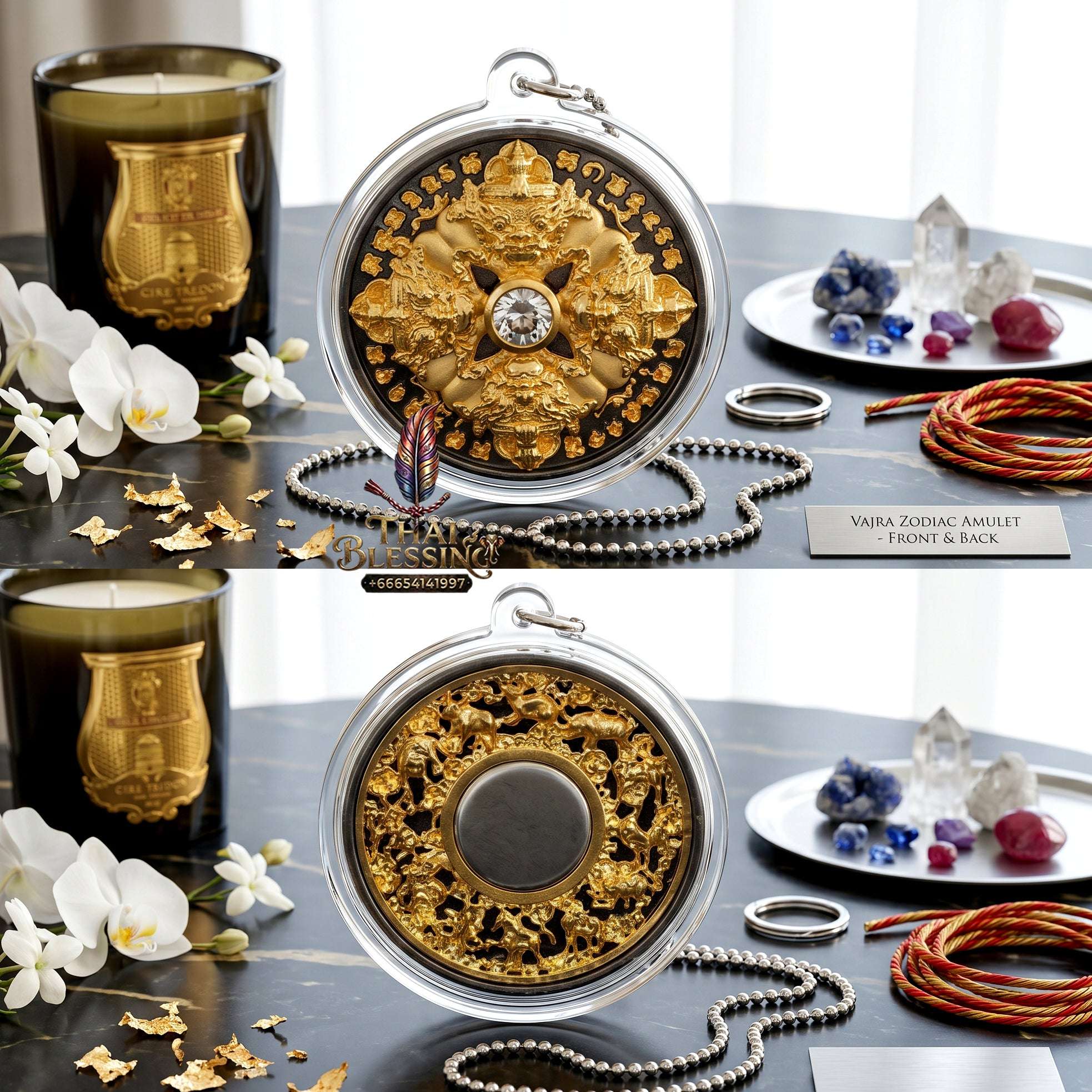 ✨👑🌑 Authentic Thai Amulet Rahu Phichai Sombat Stealth Node - Achan Ransiri Black & Gold Samrit Medal, 2019 Capital Guard