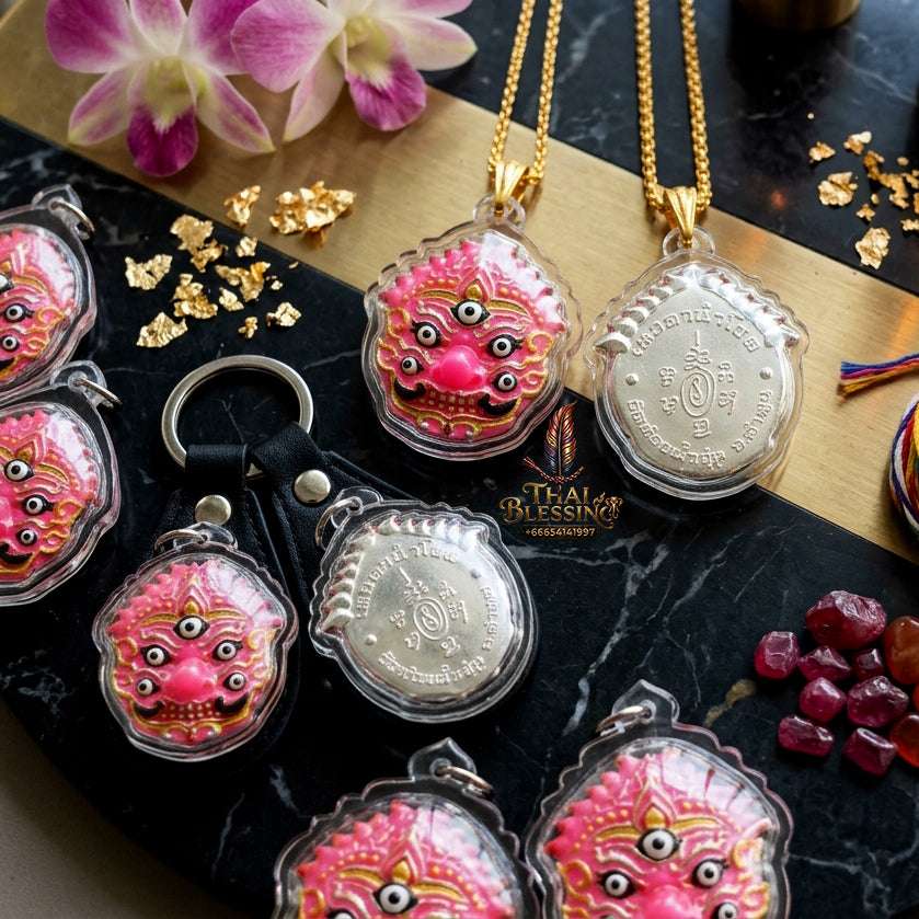 ✨ Authentic Thai Amulet Si Hu Ha Ta Rich & Prosperous Mask Pendant – Sacred Bronze Phra Indra Manifestation Talisman for Wealth Attraction & Protection by Kruba Boonyang Wat Huay Nam Un Thai Blessing Co By RURUECHA