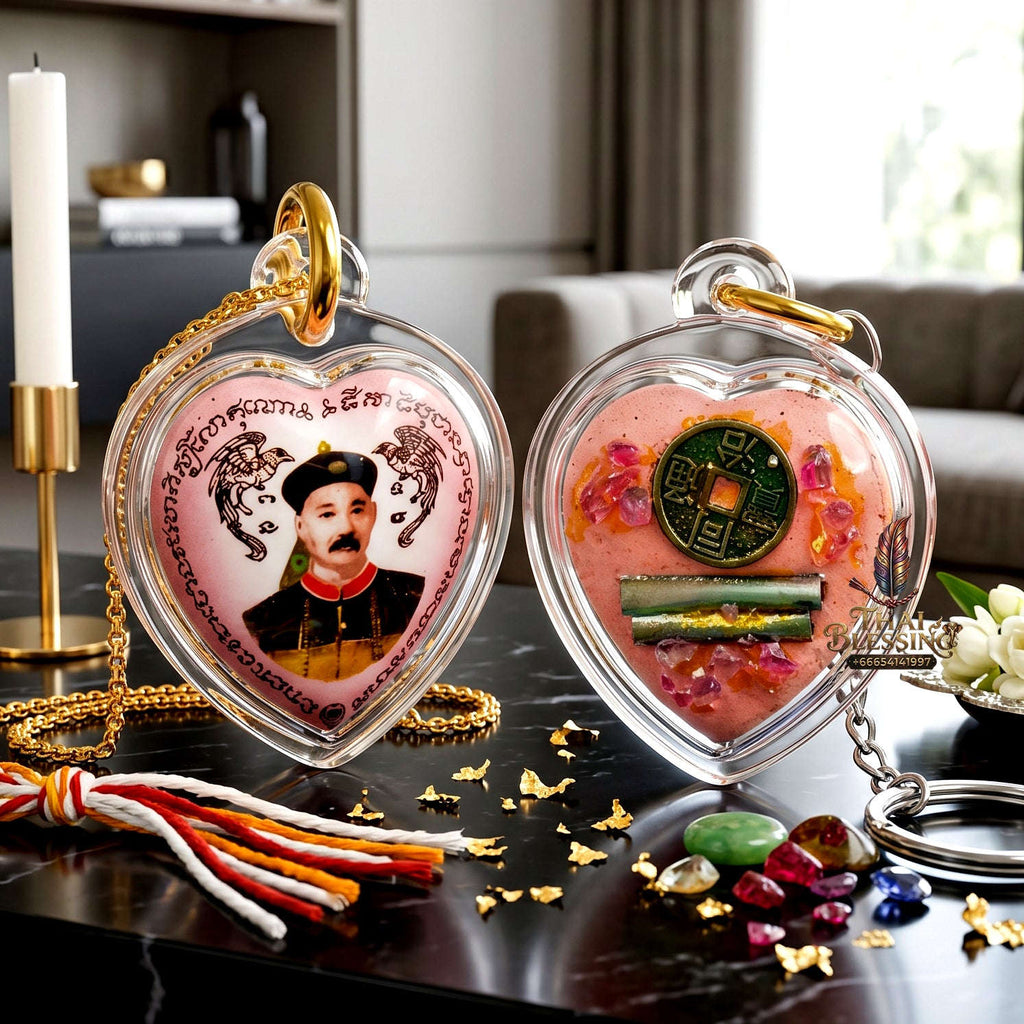 ✨🎲💖 Authentic Thai Amulet Yi Ko Hong Locket - Heart-Geometric Speculative Node (2.6x2.5 cm), Master Chor Magnetic Affinity Engine