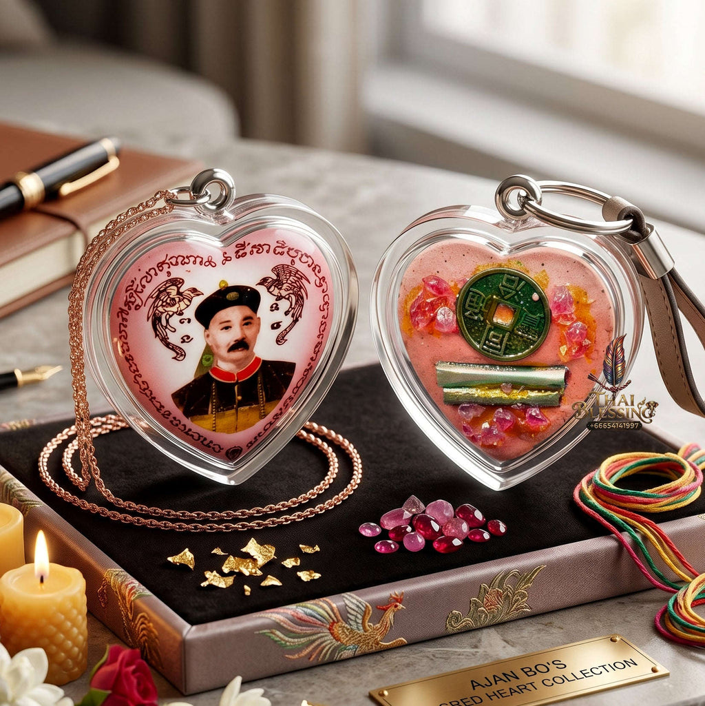✨🎲💖 Authentic Thai Amulet Yi Ko Hong Locket - Heart-Geometric Speculative Node (2.6x2.5 cm), Master Chor Magnetic Affinity Engine