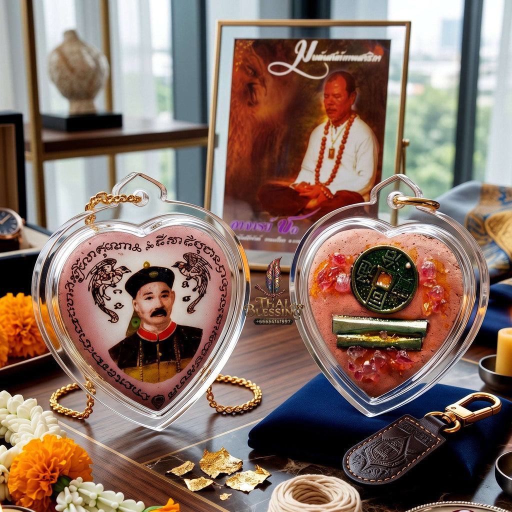 ✨🎲💖 Authentic Thai Amulet Yi Ko Hong Locket - Heart-Geometric Speculative Node (2.6x2.5 cm), Master Chor Magnetic Affinity Engine