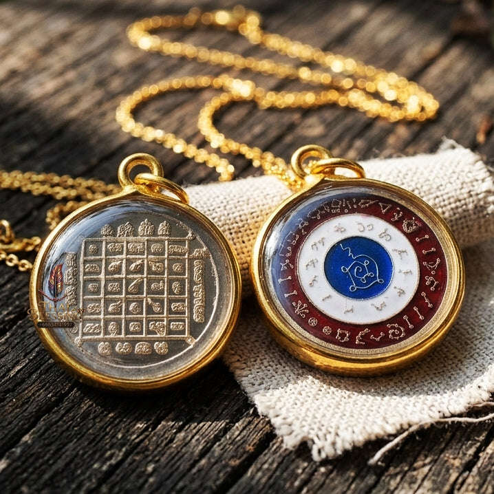 Authentic Thai Astrological Amulet "Rian Nun Duang Maha Chok Rap Sap BE 2562" - Supreme Destiny Elevation, Thai Flag Enamel Alpaca, Zodiac Fortune & Wealth Magnet