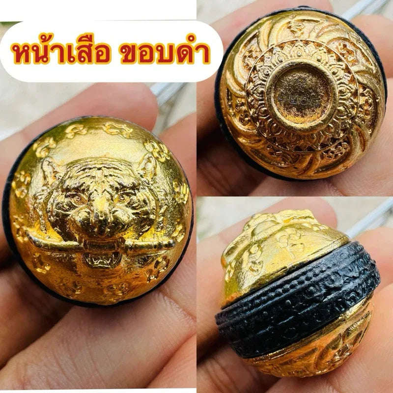Authentic Thai Buddhist Talisman Prort Khor First Edition - Powerful Spiritual Protection Amulet Black-edged tiger face