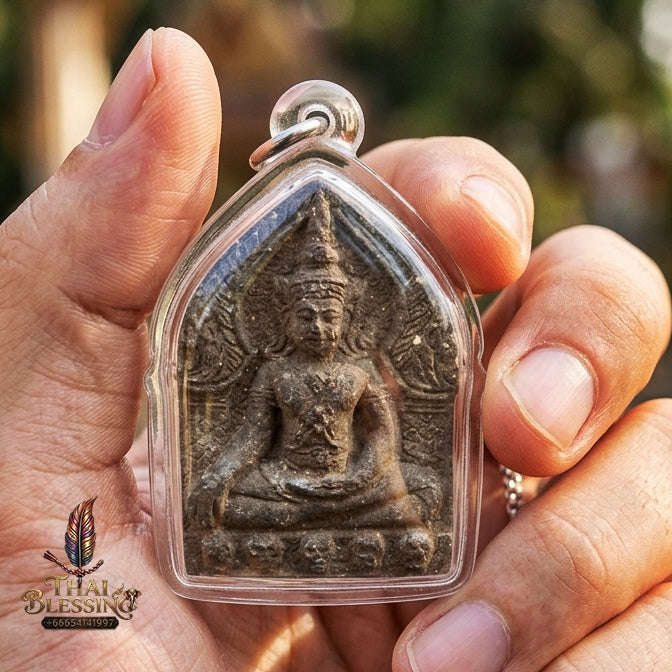 Authentic Thai Charm Amulet "Khun Phaen Khot Saneh BE 2554" - Black Herbal Powder & Yellow Embracing Lovers Yantra Card Thai Blessing Co By RURUECHA