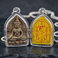 Authentic Thai Charm Amulet "Khun Phaen Khot Saneh BE 2554" - Black Herbal Powder & Yellow Embracing Lovers Yantra Card Thai Blessing Co By RURUECHA