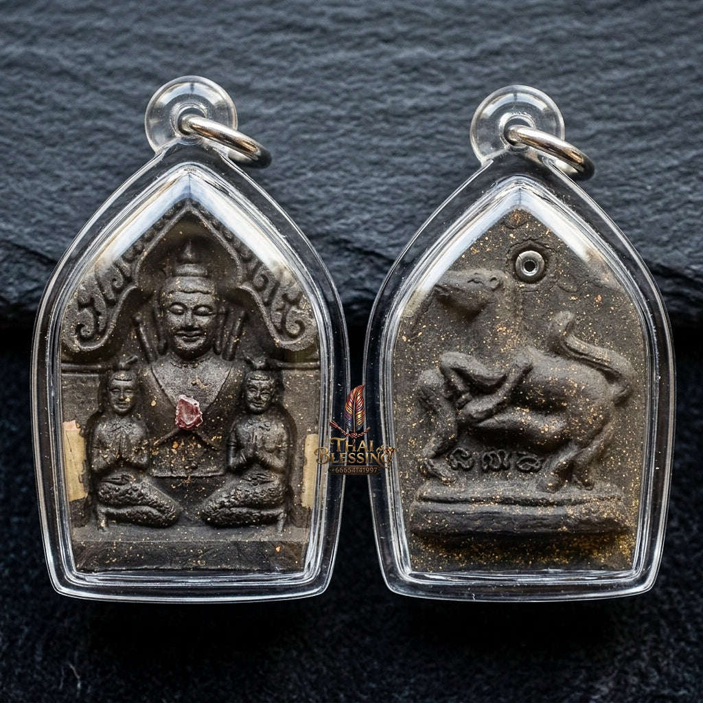 Authentic Thai Charm Amulet "Khun Phaen Ma Sep Nang BE 2554" - Sacred Takian Wood Powder & Ma Sep Nang Seduction Rear Thai Blessing Co By RURUECHA