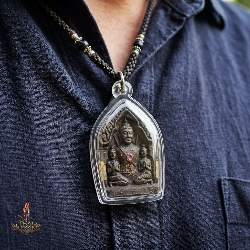 Authentic Thai Charm Amulet "Khun Phaen Ma Sep Nang BE 2554" - Sacred Takian Wood Powder & Ma Sep Nang Seduction Rear Thai Blessing Co By RURUECHA