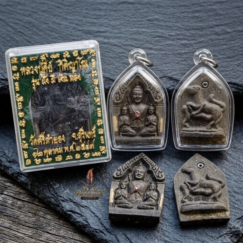 Authentic Thai Charm Amulet "Khun Phaen Ma Sep Nang BE 2554" - Sacred Takian Wood Powder & Ma Sep Nang Seduction Rear Thai Blessing Co By RURUECHA