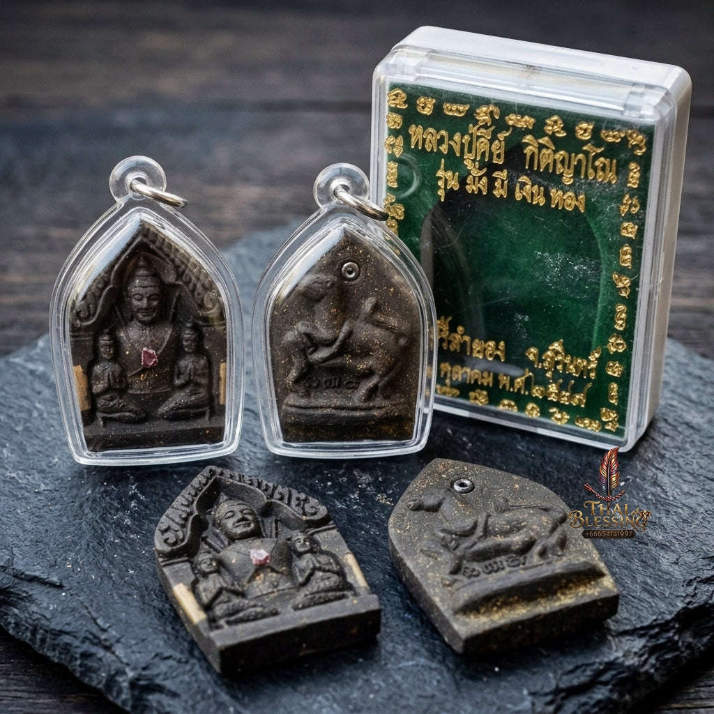 Authentic Thai Charm Amulet "Khun Phaen Ma Sep Nang BE 2554" - Sacred Takian Wood Powder & Ma Sep Nang Seduction Rear Thai Blessing Co By RURUECHA