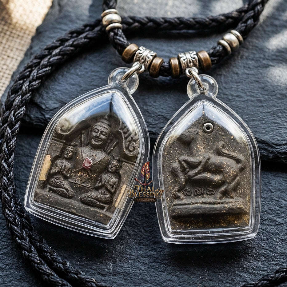 Authentic Thai Charm Amulet "Khun Phaen Ma Sep Nang BE 2554" - Sacred Takian Wood Powder & Ma Sep Nang Seduction Rear Thai Blessing Co By RURUECHA